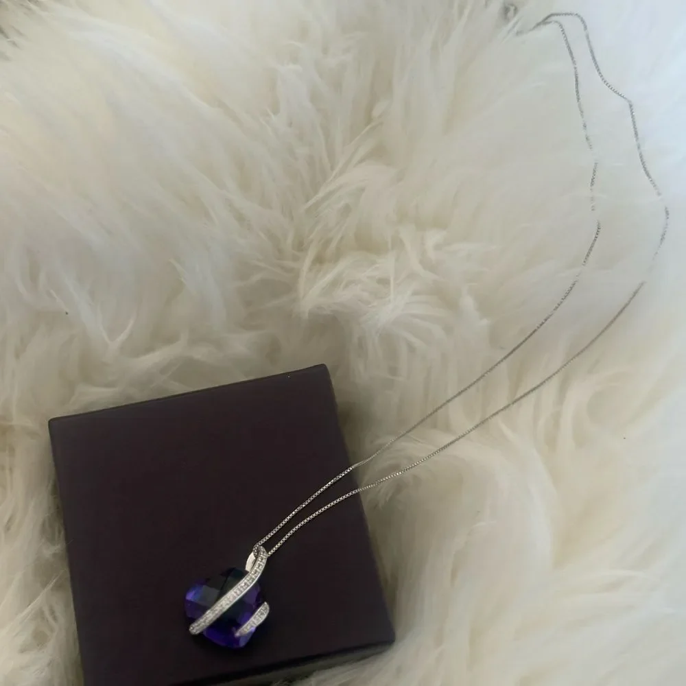Purple amethyst and silver necklace